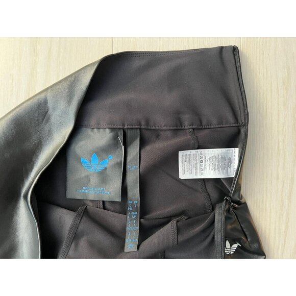 Adidas Blue Version IB4543 Faux Leather Stirrups Legging Black ( S ) - Picture 12 of 15